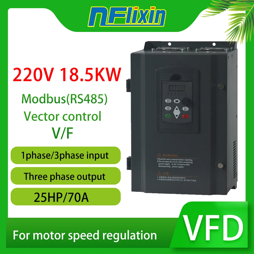 Input 220V 1/3 Inverter 18.5KW 22kW,30kW Variable Frequency Drive VFD Frequency Converter Pump Speed Control Vector Inverter