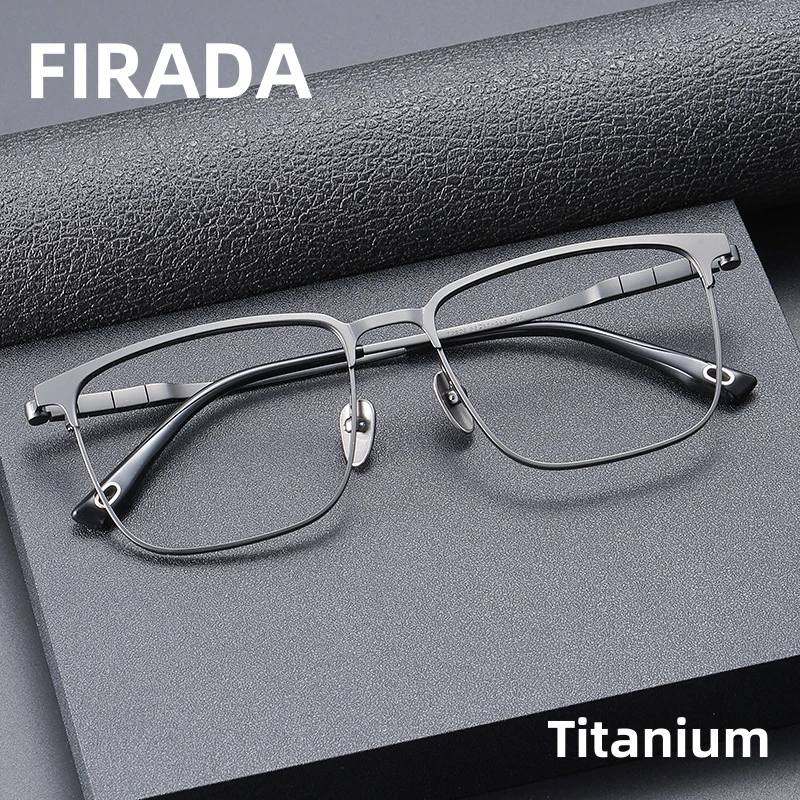 

FIRADA Fashion Luxury Glasses Retro Titanium Square Eyewear 2025 Comfortable Prescription Eyeglasses Frame For Men Women 70809-C