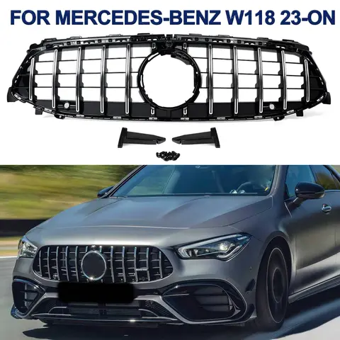 Chrome GT Grille For Mercedes Benz CLA-Class W118 2023-2024 CLA200 CLA250 CLA35 Car Front Bumper Grille Grilles Upper Grille
