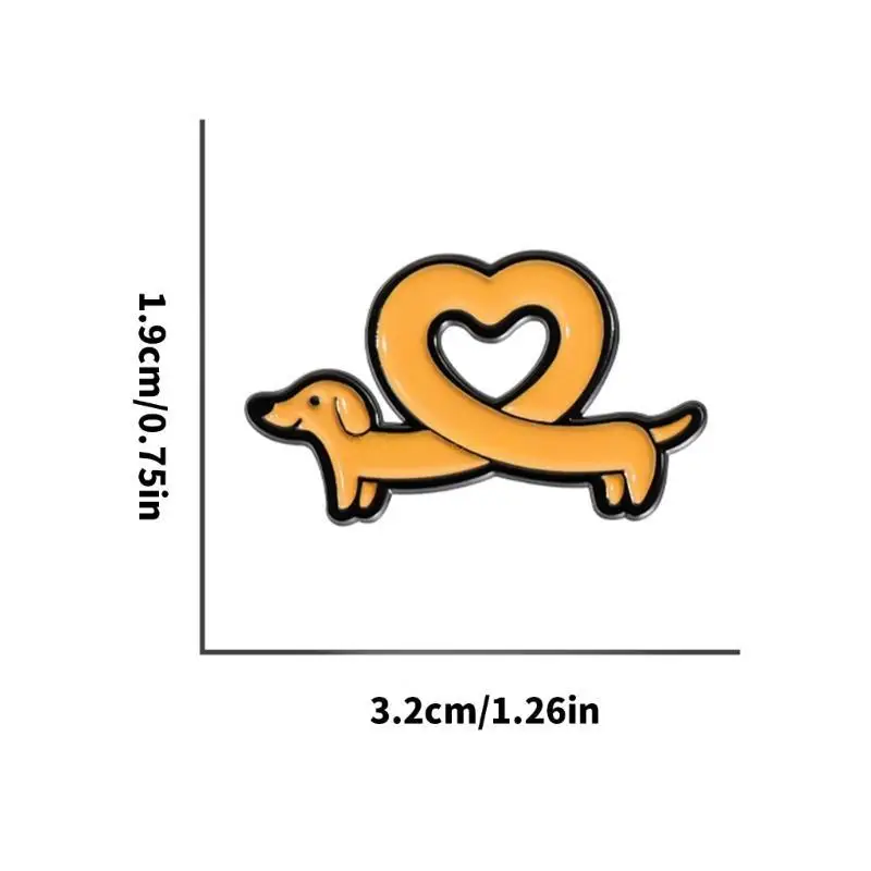 31BF broche à revers en émail en forme cœur épingles en émail pour chien dessin animé, Badges à revers pour sacs à