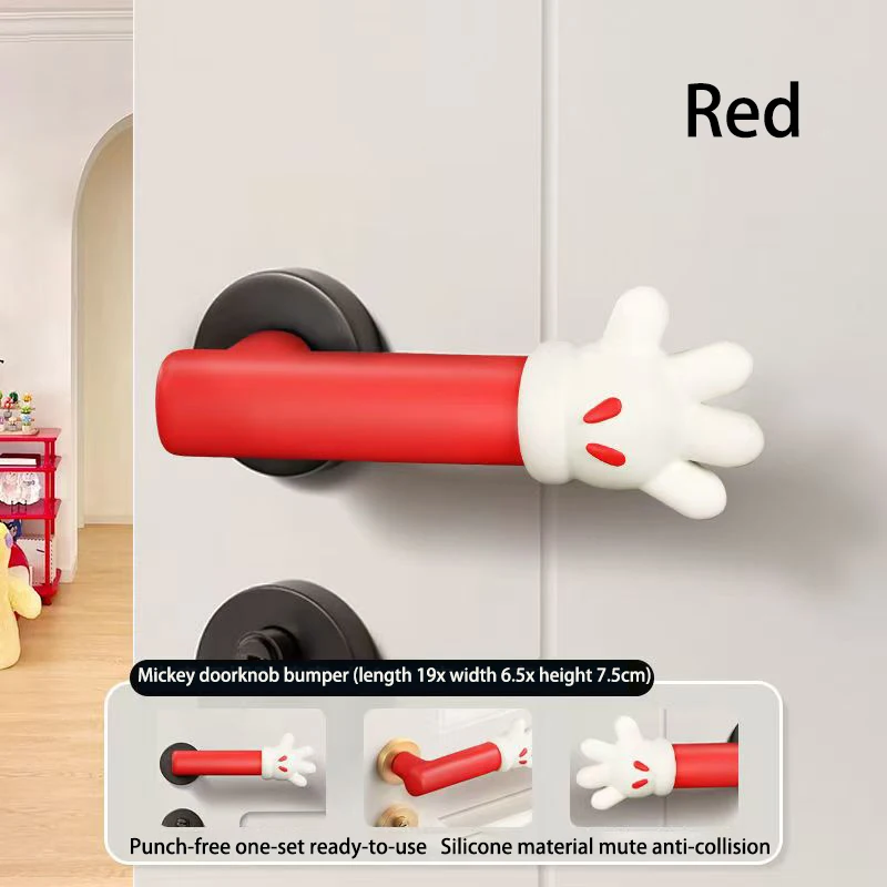 미키 손잡이 손잡이 보호 커버 충돌 방지 실리콘 귀여운 음소거 실리콘 크리 에이 티브 도어 블록 도어 핸들 장식