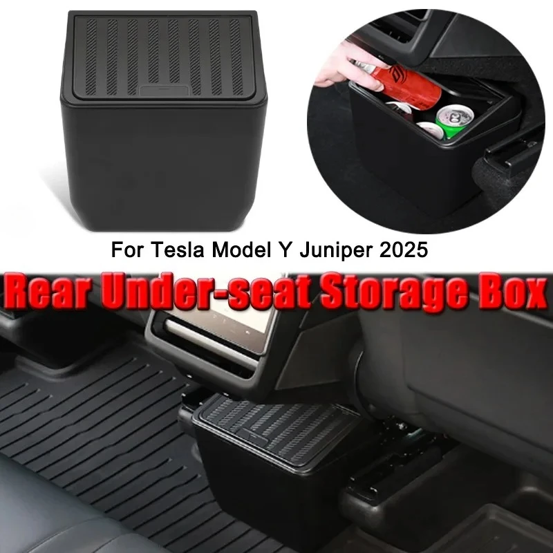 For Tesla Model Y Juniper 2026 Rear Seat Trash Can Rear Middle Garbage Bin Under Seat Storage Box Organizer Tray Car Accessories