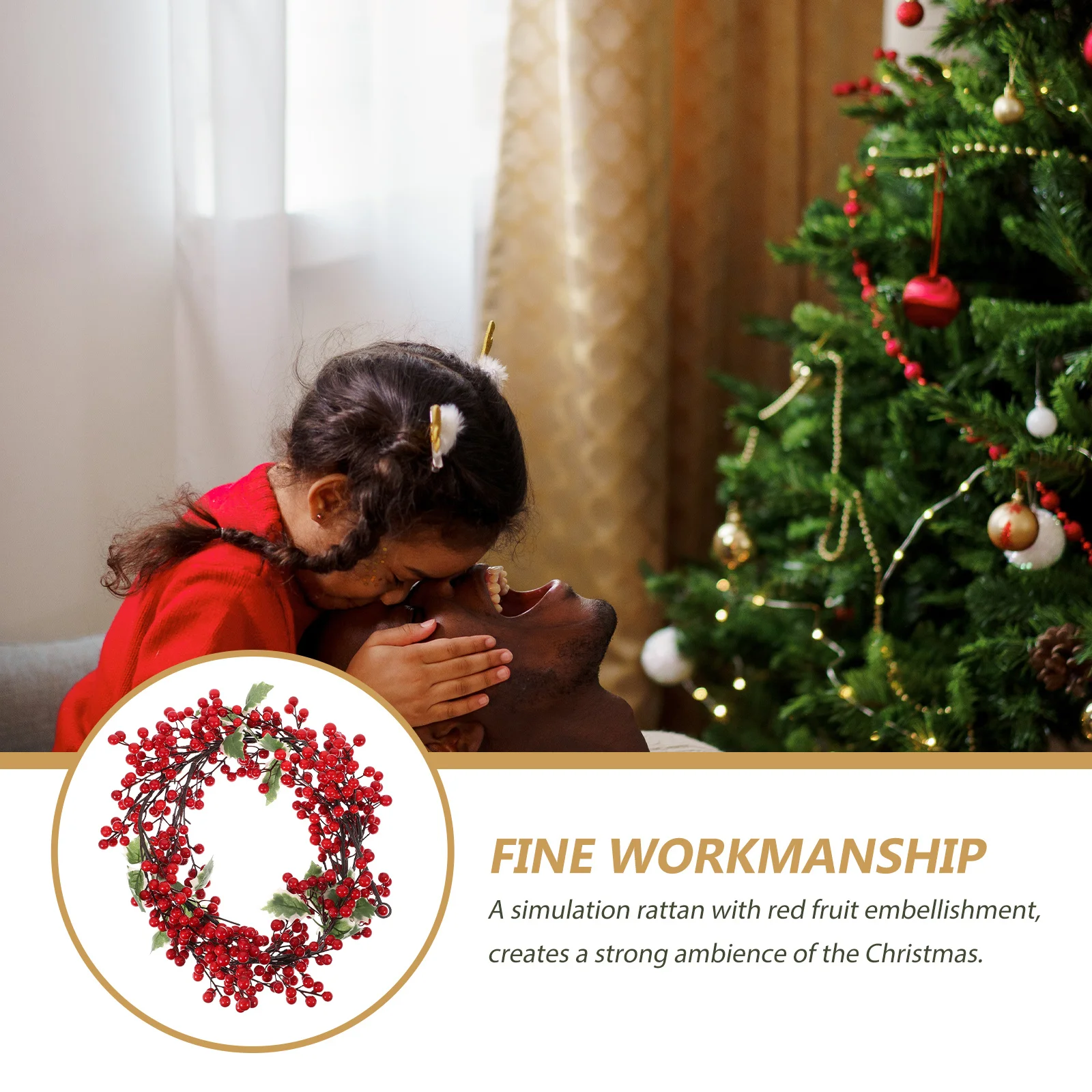 

1Pcs Fake Rattan Pendant with Realistic Red Fruit Xmas Simulation Rattan for Christmas Tree Decorative Hanging DIY Ornament