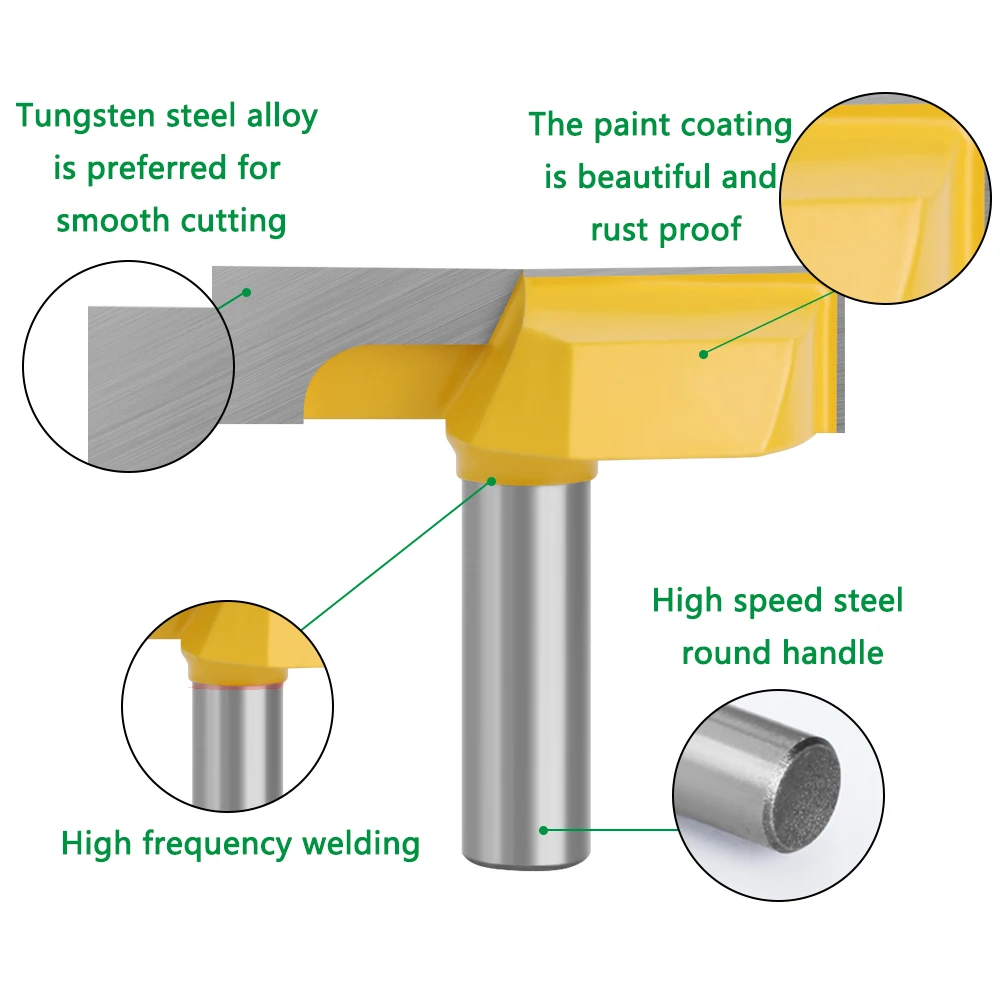 LAVIE-Shank Limpeza Bottom Router Bits, Diâmetro de corte para superfície Planing, Router Bit, Fresa, 2-1/4 \