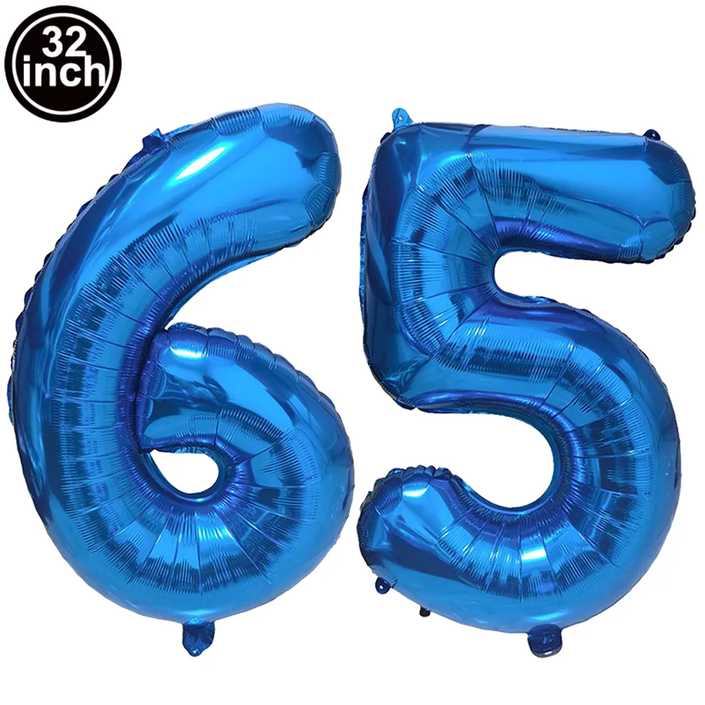 Blauer Ballon mit großen Zahlen, 32 Zoll, 0, 1, 2, 3, 4, 5, 6, 7, 8, 9, Geburtstag, Bachelorette-Luftballons, Figur, Golob-Party-Ballon-Dekoration