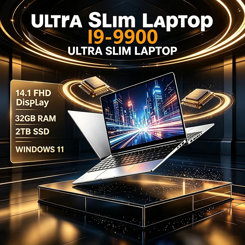 High Definition 14.1 Inch Laptop 120Hz IPS Screen Intel I9-9900 32GB RAM 2TB SSD Backlit Keyboard Long Battery Life