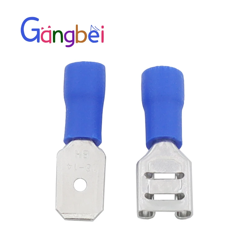 connector 100PCS  Blue  Fully Insulated Spade Electrical Crimp Connectors- Mixed Male & Female