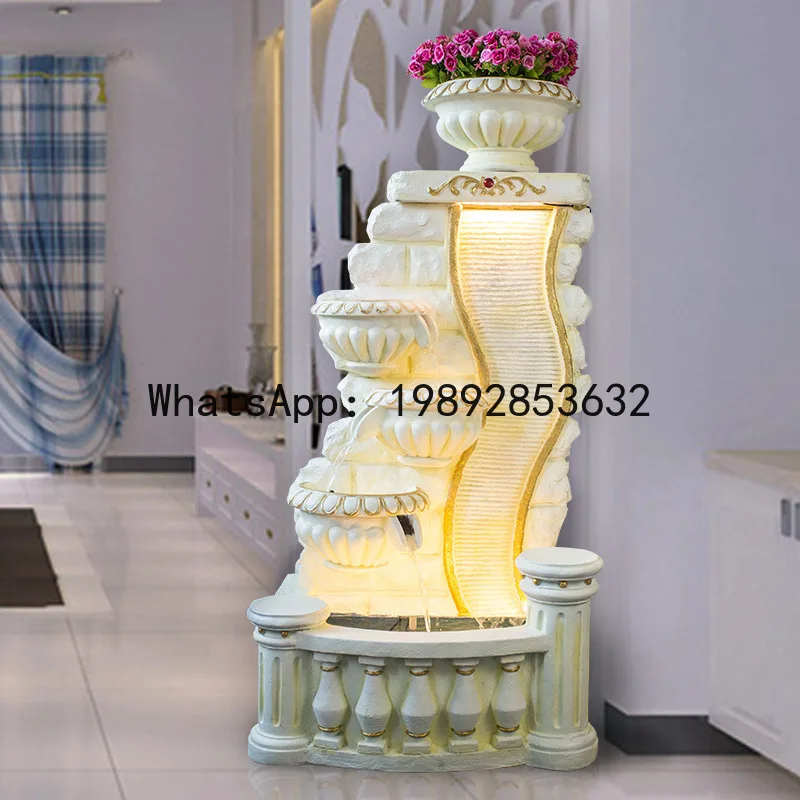ZK Creative European Style Flowing Water Fountain Fish Pond Ornament for Living Room  Entrance Water Feature Home Decoration