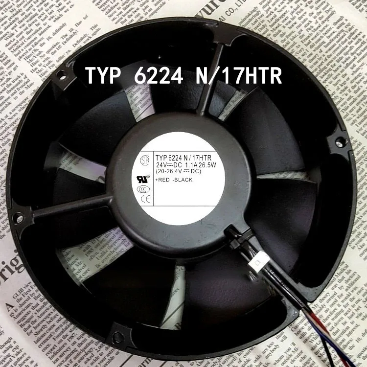 Sealed Silent Cooling Fan 17cm TYP 6224N/17HTR frequency converter fan 24V 1.1A 26.5W high air volume fan