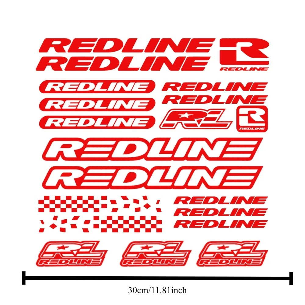 1 Set Redline Racing Style Waterproof Stickers Multi-color Checkered Flag Vinyl Decals For Bike Motorcycle Car Helmet Decor