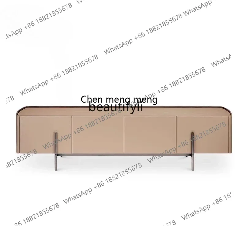 B178 Italian light luxury solid wood TV cabinet saddle leather living room floor cabinet designer creative furniture2936