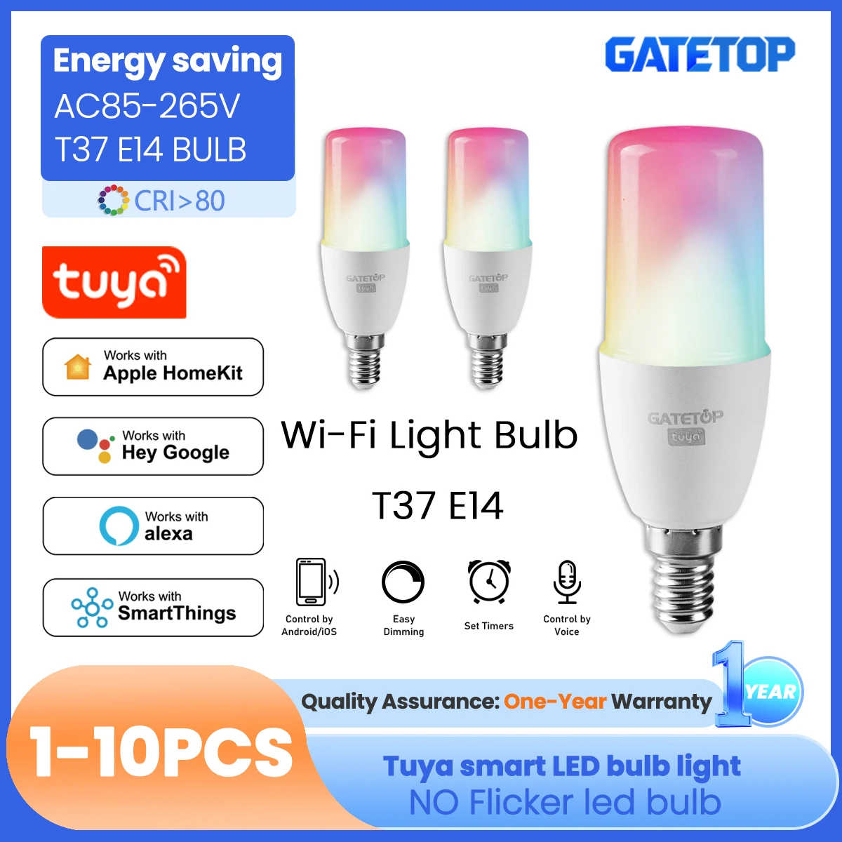 1-10PCS Smart Rgb T…