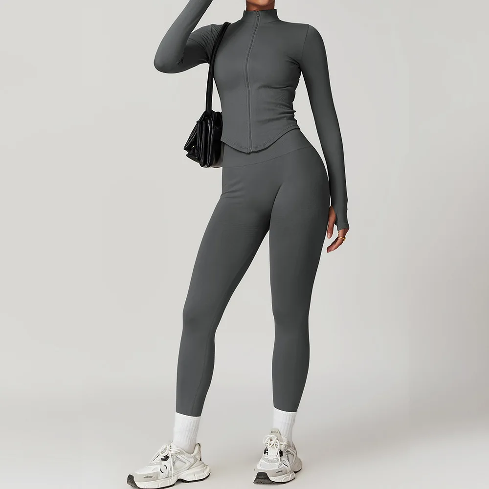 gym dress set for ladies Co Ord Womens Grey Gym Set Women Yoga Set Seamless Sport Gym Set Bra Workout Running