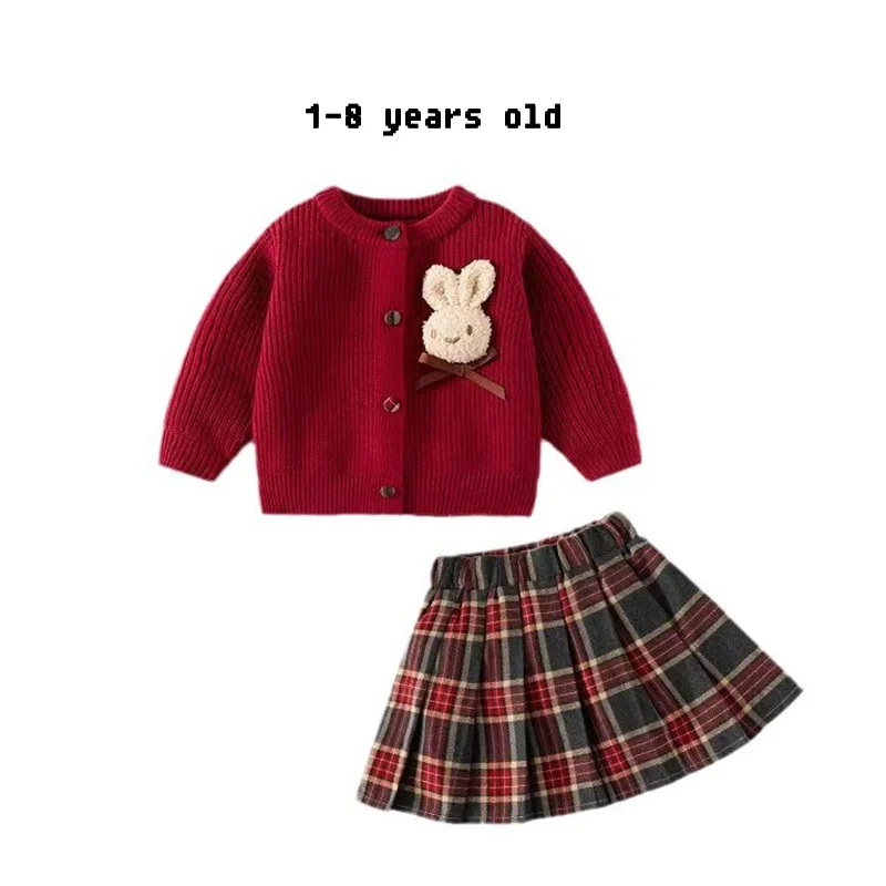 

Baby Girl Autumn and Winter Dress Children Children's Sweater Suit One-Year-Old Children Baby Clothes Autumn New Western Style