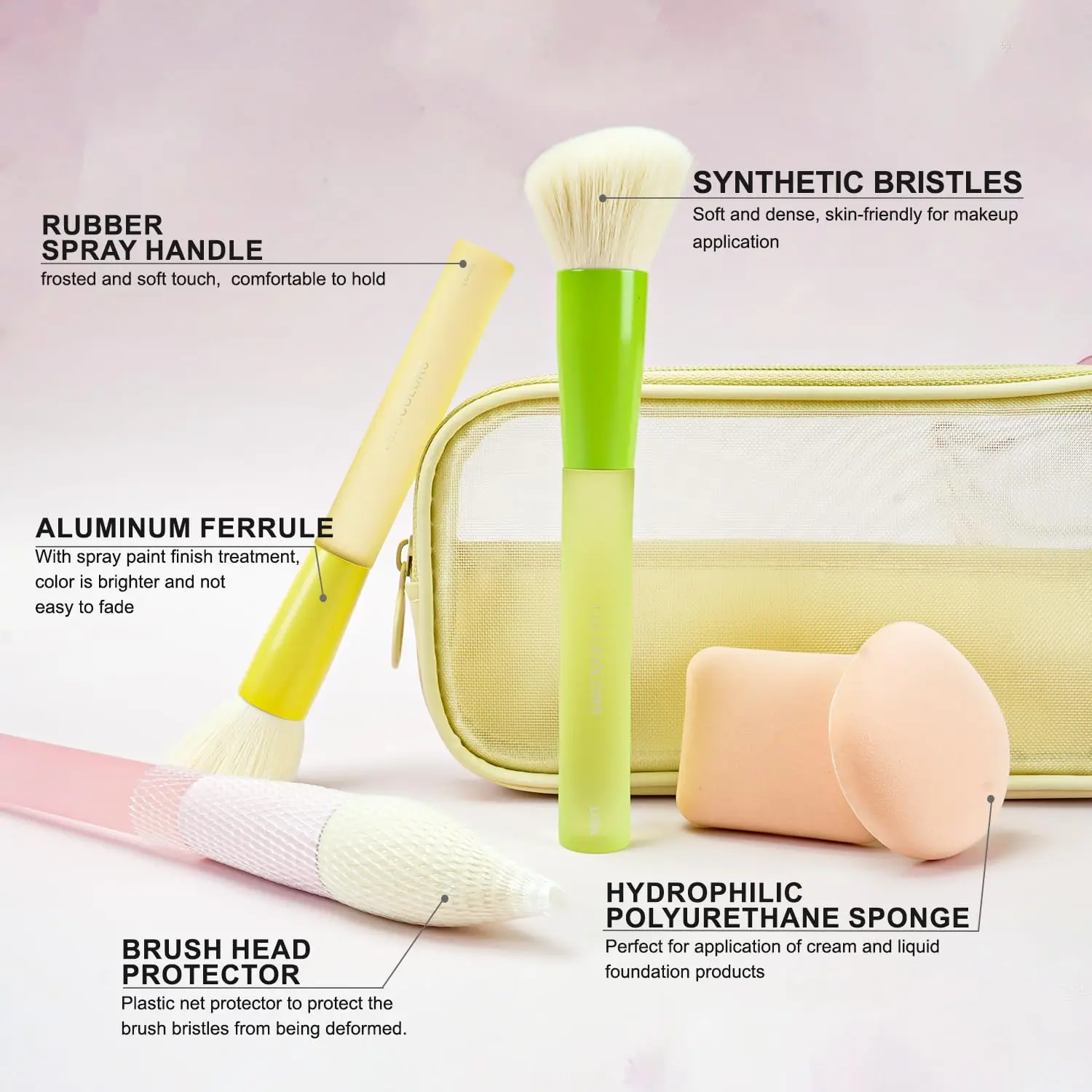 Set di pennelli per trucco da 18 pezzi per principianti: adatto ai viaggi con manici morbidi e setole non perdono |   Include