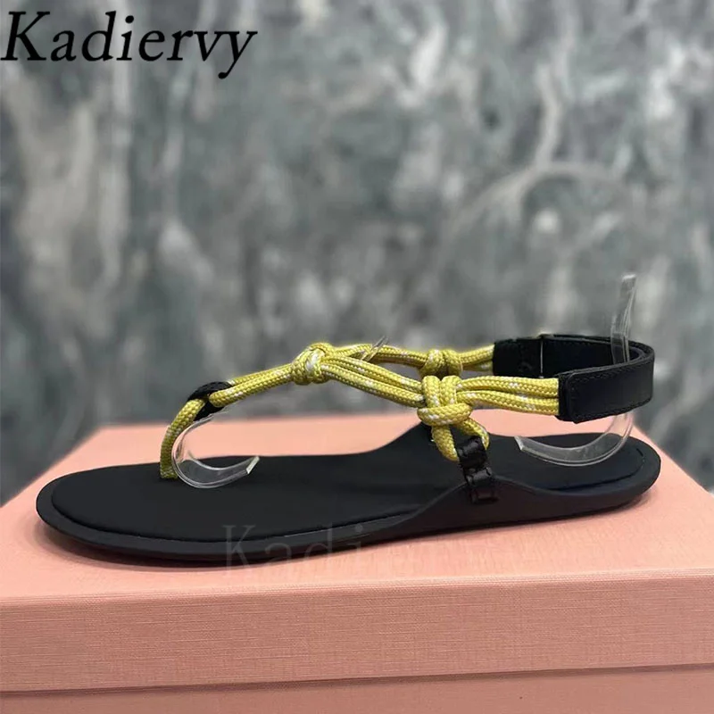 New Flat Sandals Woman Flip Flop Hemp Braided Casual Holiday Beach Shoes Woman Summer Sandals For Women Sandalias Mujer