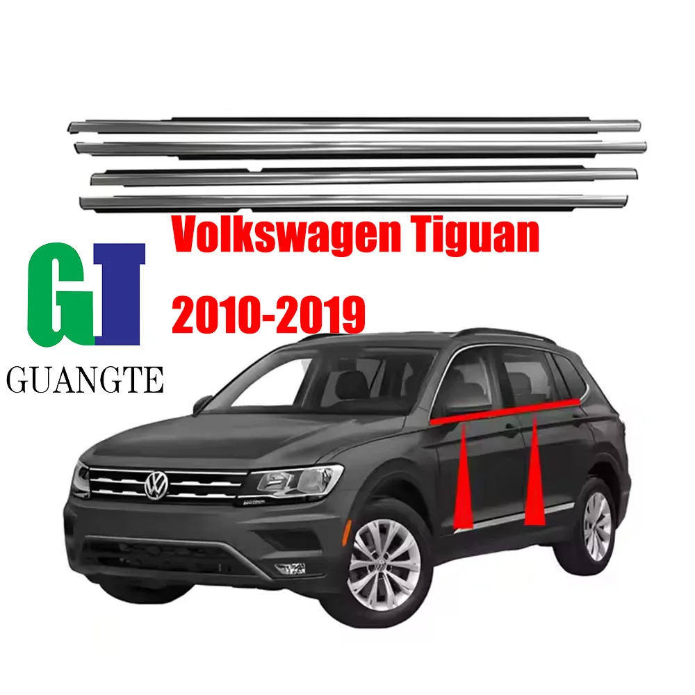 4PCS Car Chrome Weatherstrip Glass Window Molding Trim Seal Belt Compatible with Volkswagen Tiguan 2010-2019 5N0839477