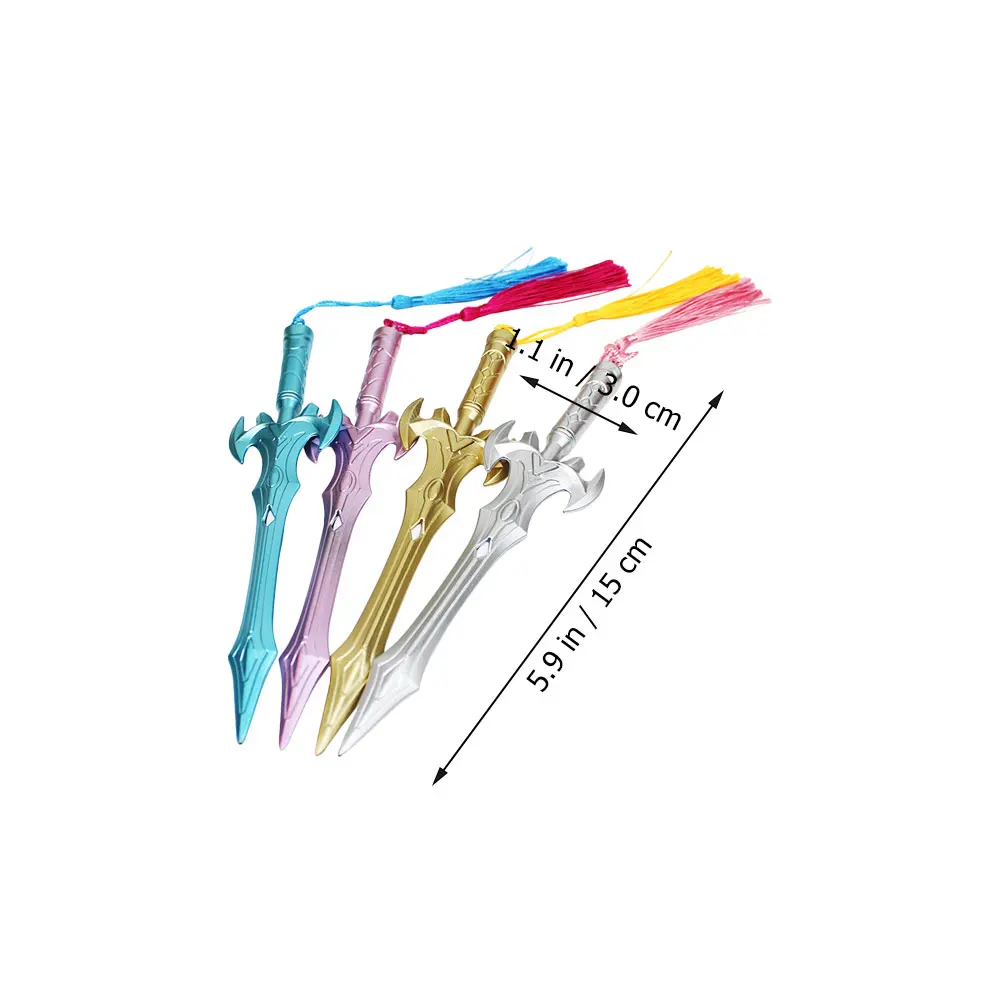 12pçs canetas de gel com borla, canetas em forma de espada para escrita em formato de espada, desenho, escritório, escola, papelaria, novidade, canetas divertidas