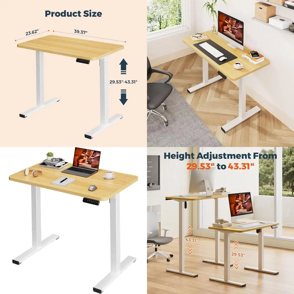 

Электрический стол с регулируемой высотой, 40x24, отделка клен, компактный стол для работы сидя и стоя для домашнего офиса