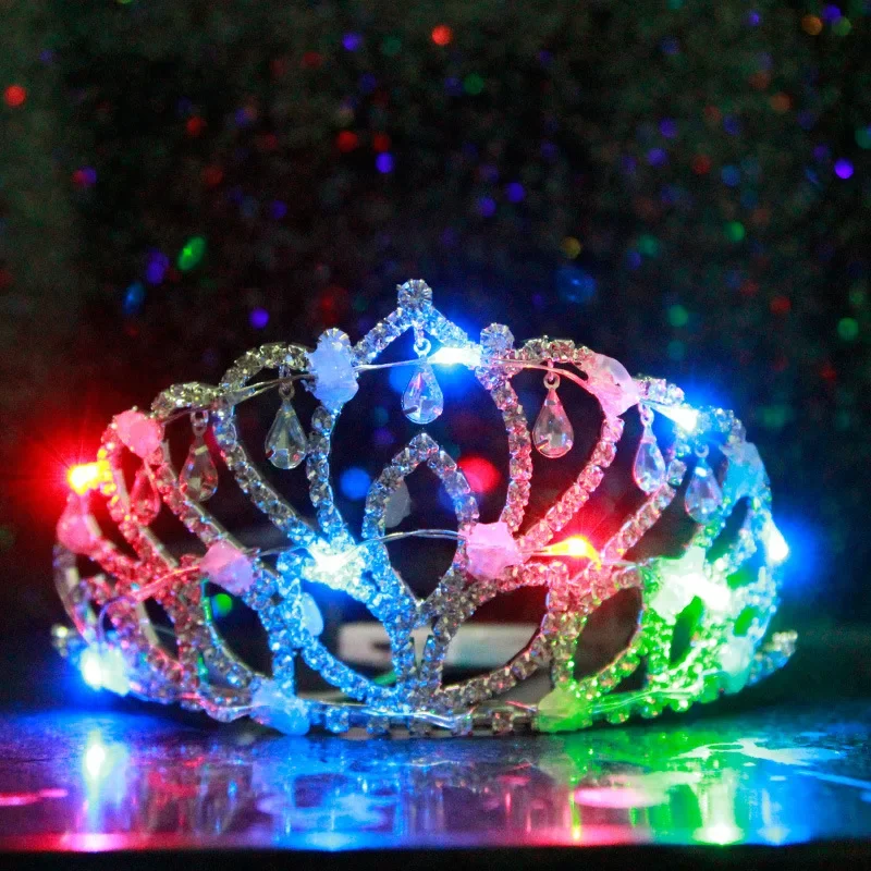 Ballroom Light Up King and Queen Crown LED Party Nightclub Stage Performance Accessories Tron Dance Show Cosplay Props Adult