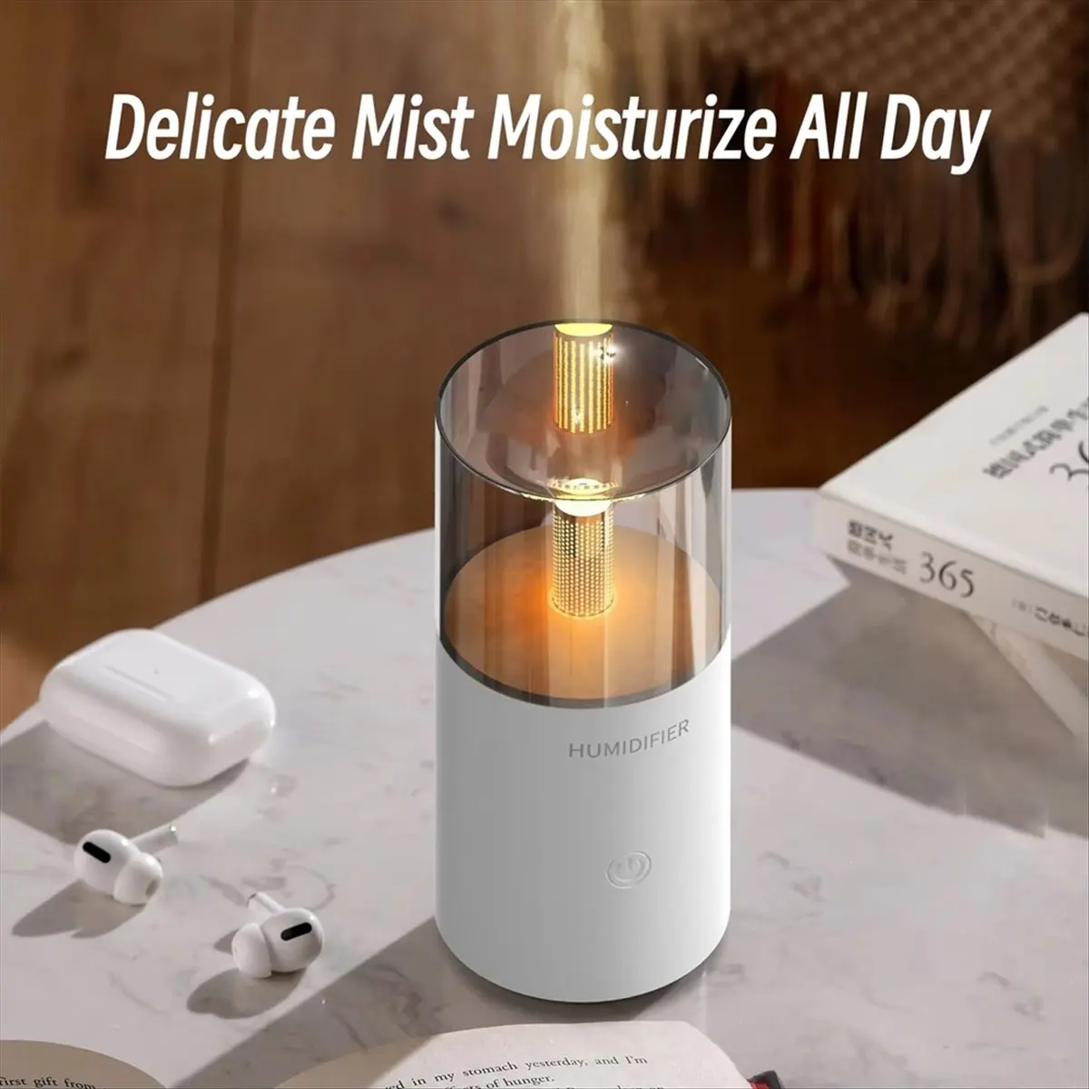 ●Candlelight Aroma Diffuser USB Electric Ultrasonic Mist Maker Air Humidifier for Car Fragrance Essential Diffuser Black-A57M