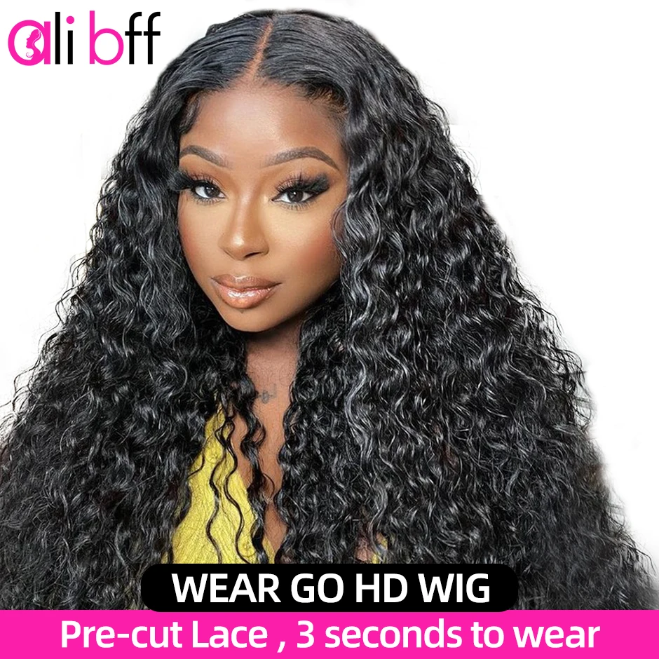 Wear And Go Glueless Wigs Brazilian Deep Wave 4x4 HD Transparent Lace New Upgraded Without Glue Human Hair Wig Ready To Go Wear