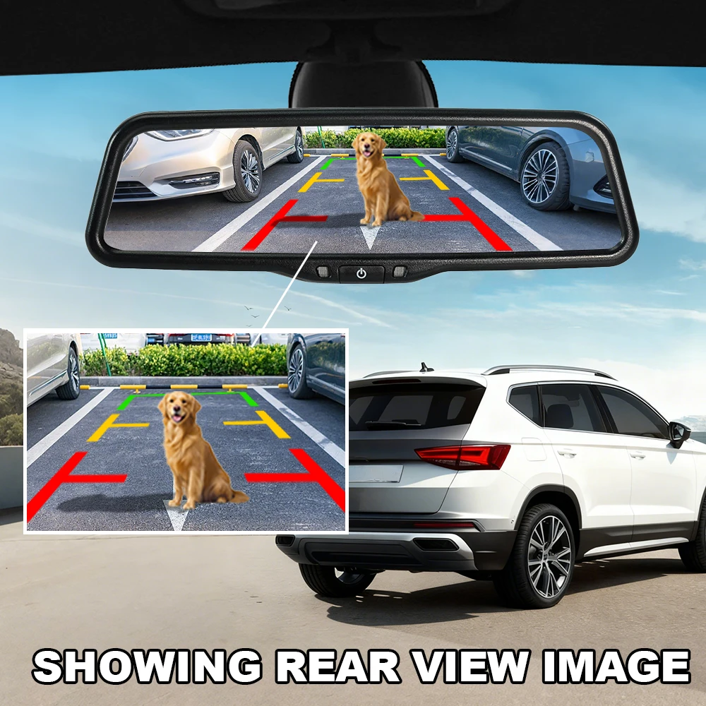 9.66 New Car Rearview Mirror Inch RCA 4PIN Monitor AHD 1080P HD Reversing Full Screen Display For Car Universal Accessories