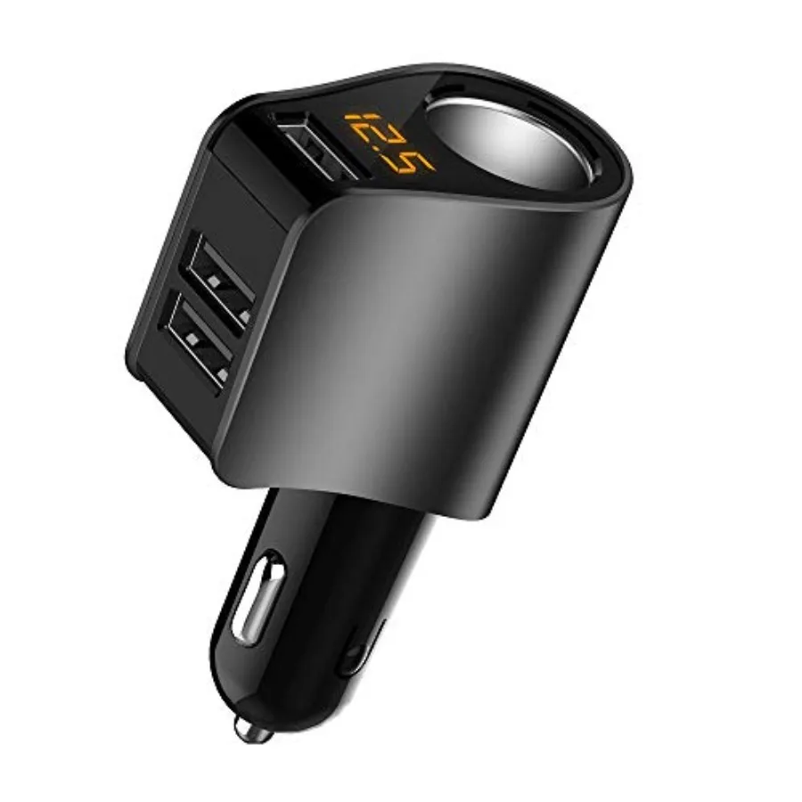 

Multi USB Cigarette Lighter Adapter, Car Charger Socket Splitter with 3 USB Ports, 12V/24V Outlet Plug Voltage Meter, Compatibl