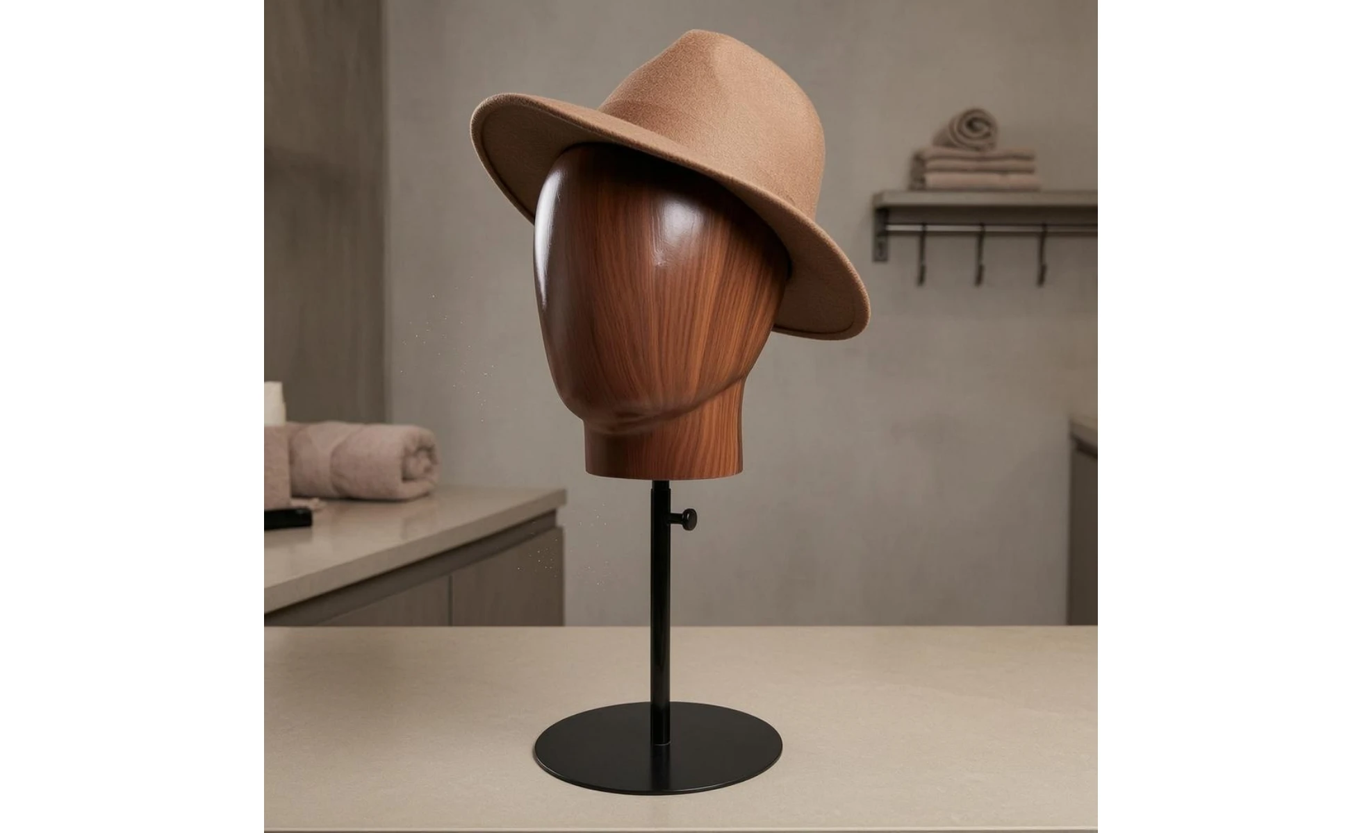 Head-Shaped Display Stand Adjustable Height Hairpiece Stand Hat Display Head Metal Pole Beauty Supply Round Base Head-Shaped Display Stand Adjustable Height Hairpiece Stand Hat Display Head Metal Pole Beauty Supply Round Base