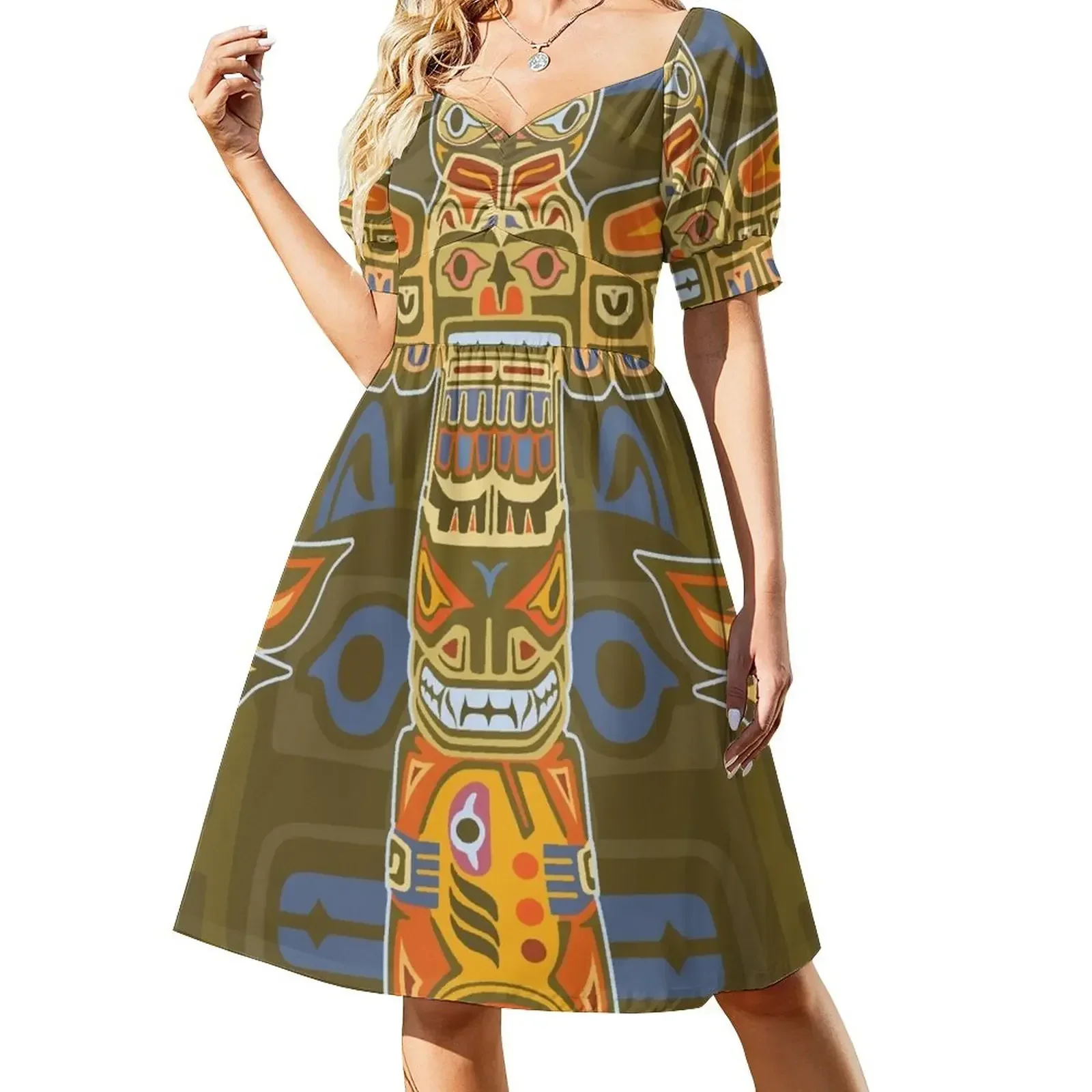 

Alaskan Totem Poles Sleeveless Dress summer dresses evening dress woman Dress