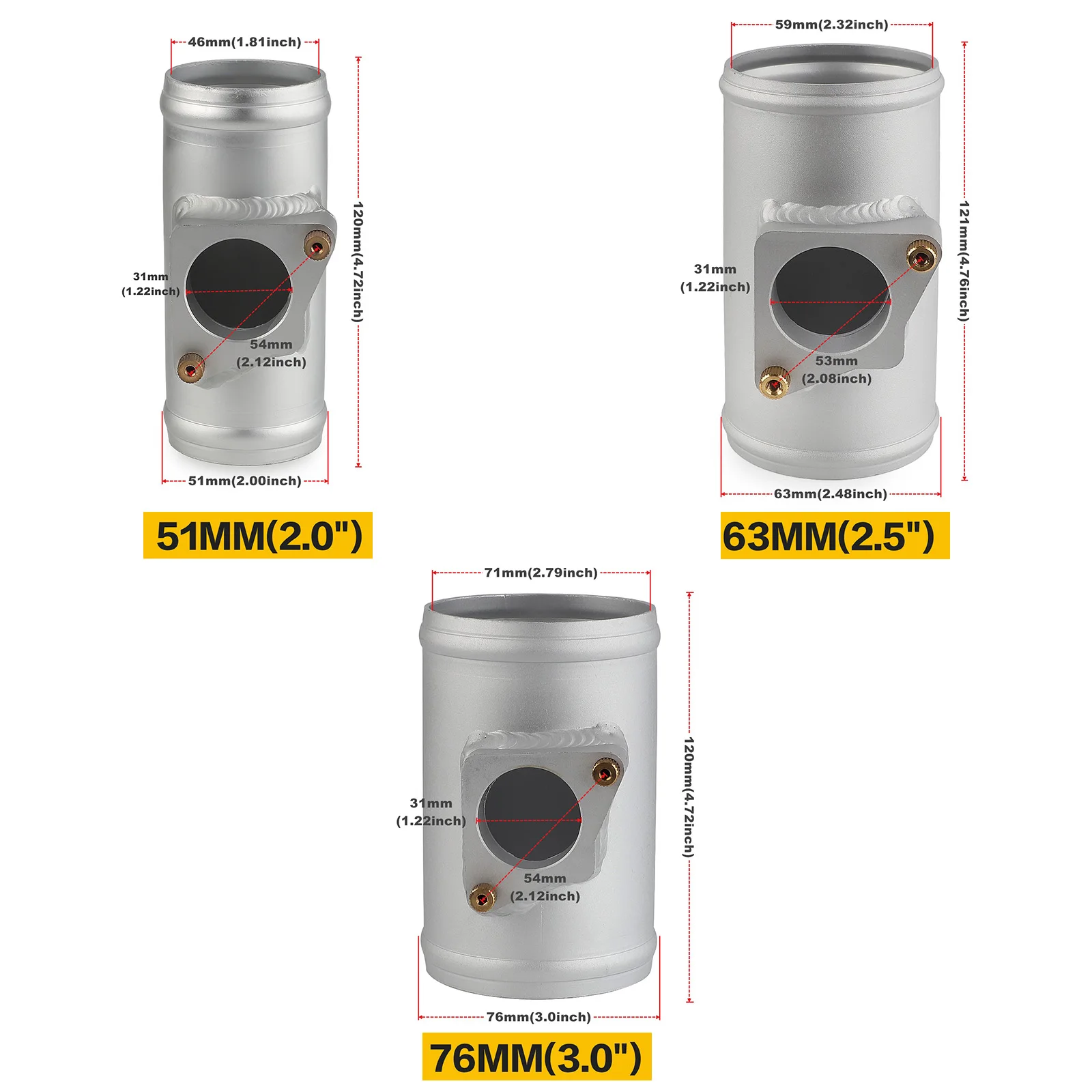EPAA02G10K63 2 "/2,5"/3" датчик массового расхода воздуха MAF, адаптер для крепления трубы, фланцевая основа для Nissan, Honda, Ford