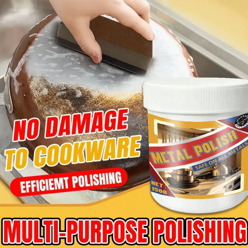 Fast and Efficient All-Metal Polishing Paste, Suitable for Chrome-Plated Items, Stainless Steel, Painted Metal, and Barbecue Grills - No Residue, Easy to Use