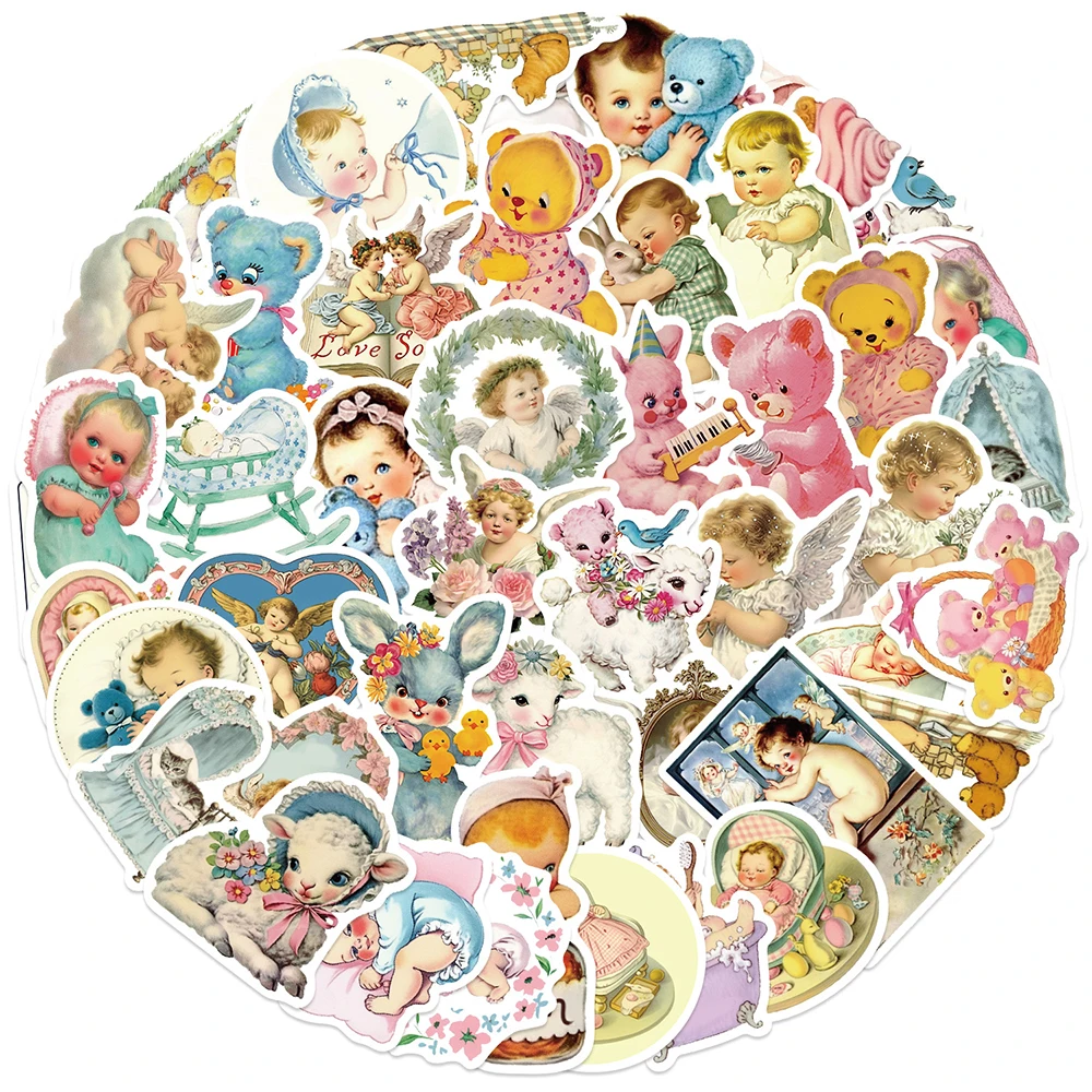 10/30/50 Stück süße Vintage Baby Cartoon Ins Aufkleber Pinterest Coquette ästhetische Aufkleber wasserdicht DIY Scrapbooking Telefon Auto