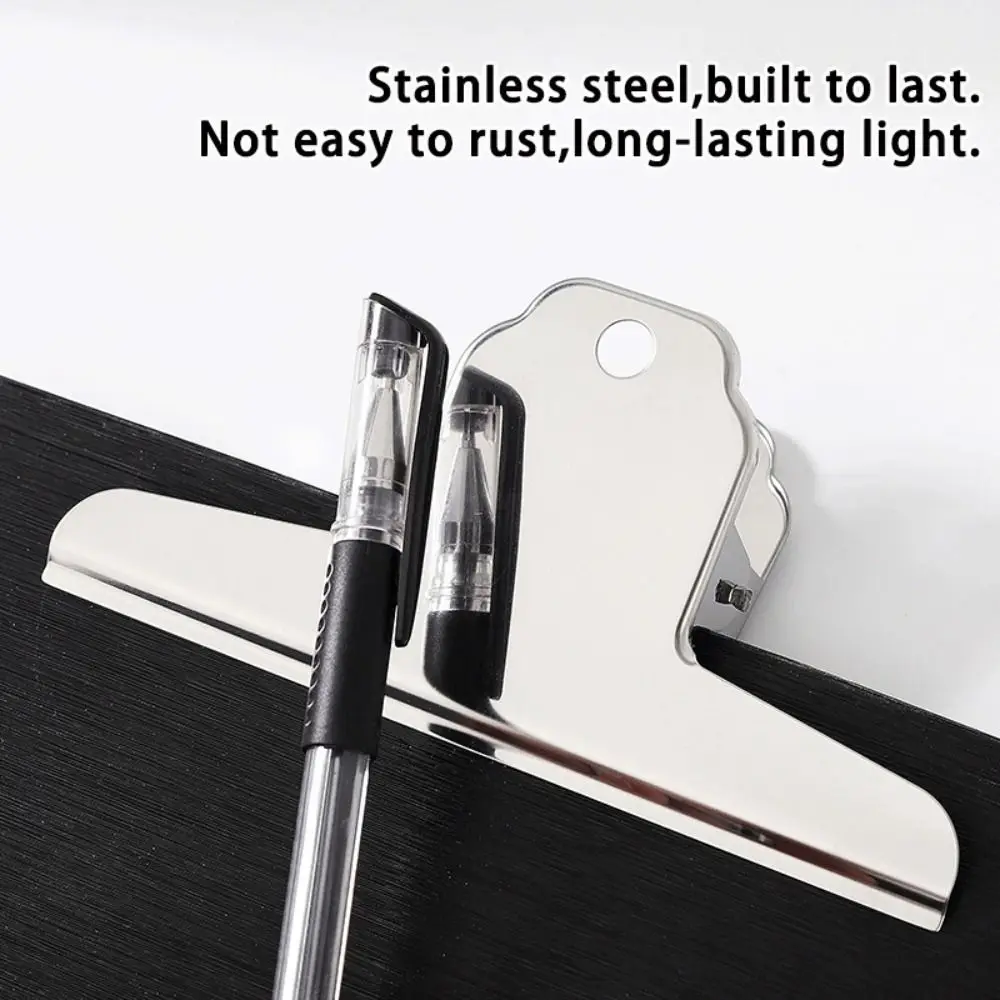 Simple Stainless Steel Metal Binder Clips Multi-size Round/Flat/Mountain Head Paper Clips Ticket Bill Clamp Students