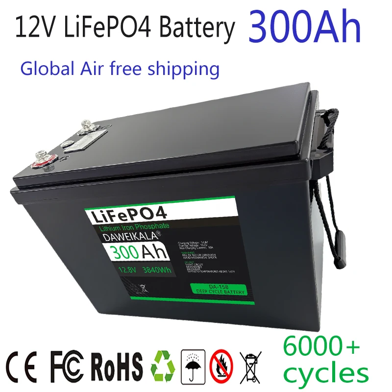 12 فولت 200 أمبير 300 أمبير ليثيوم مع BMS محسن 8000-15000 دعم الدوائر العميقة في السلسلة/متوازية 12 فولت/24 فولت 100 أمبير LiFePO4 البطارية #1