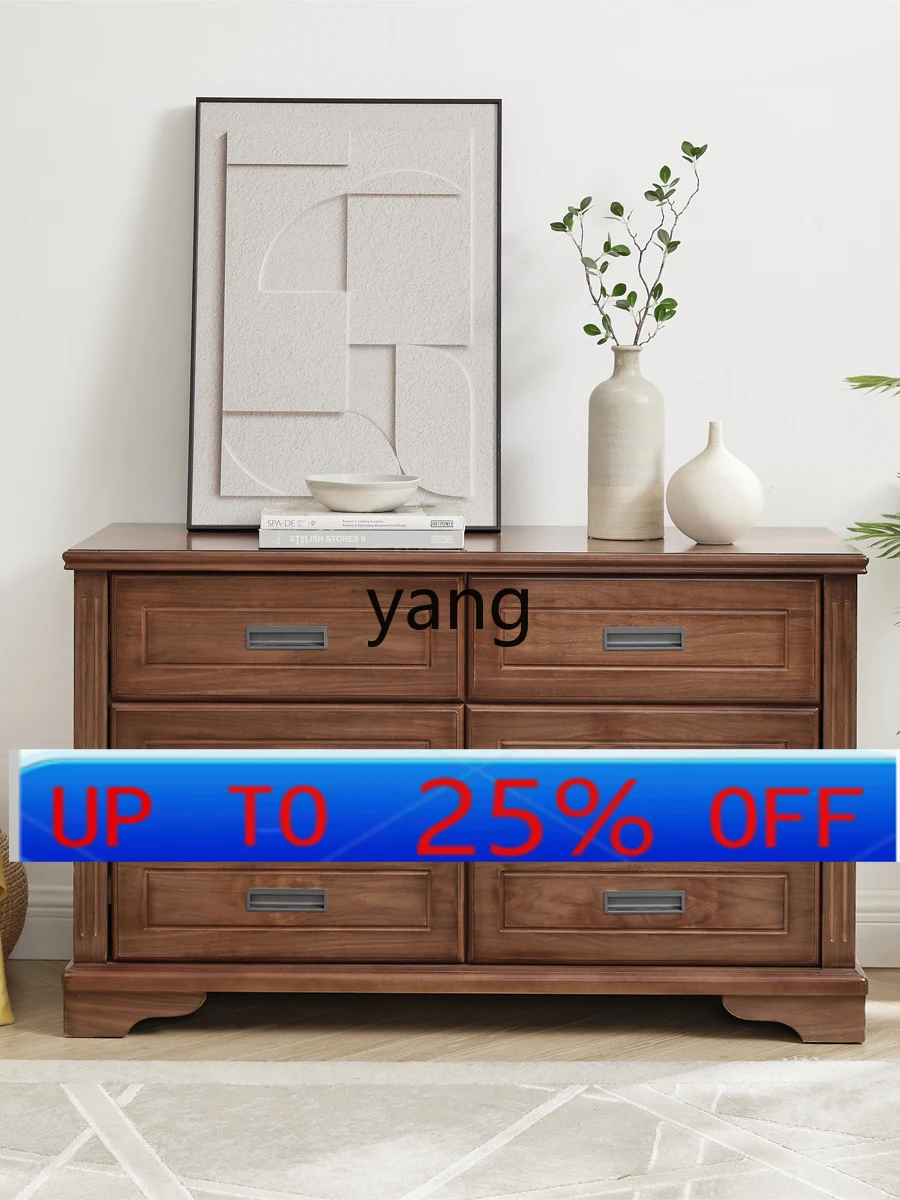 LH solid wood six-bucket simple living room entrance wabi wind bedroom storage drawer side cabinet