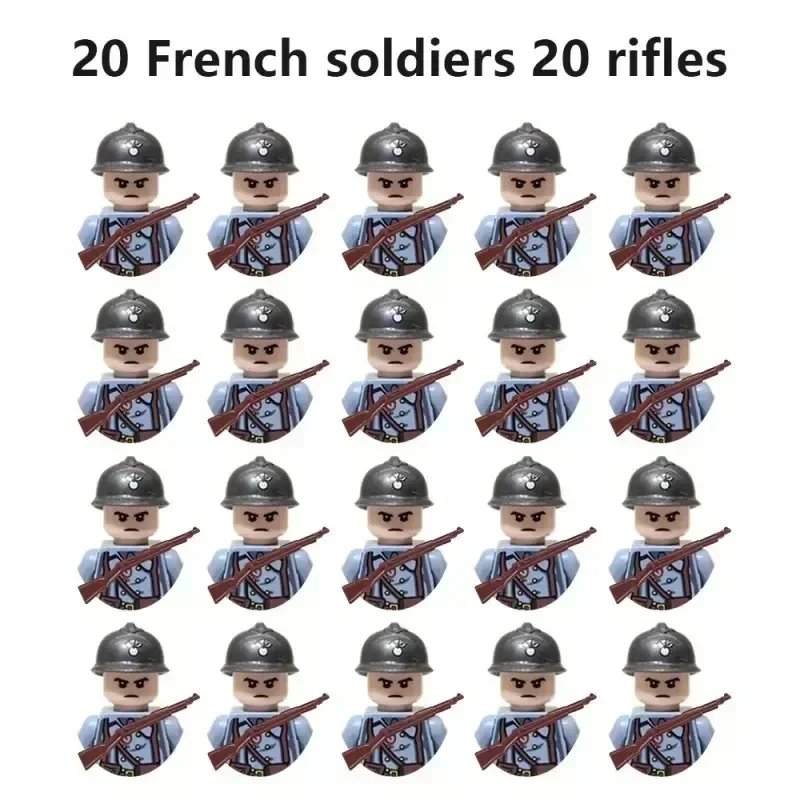 20-teiliges WWII Militär-Actionfiguren-Bausteinset Alliierte Streitkräfte Armeemänner Soldaten Multipack Kampfpaket Modellspielzeug Geschenk – Detail 5