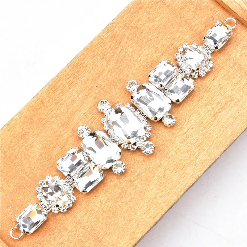 Rhinestone Brooch Clear Crystal Glass Diamond Buckle Shoes Bikini Connection Flat-Back Metal Chain Diy Clothing Dress Decorative