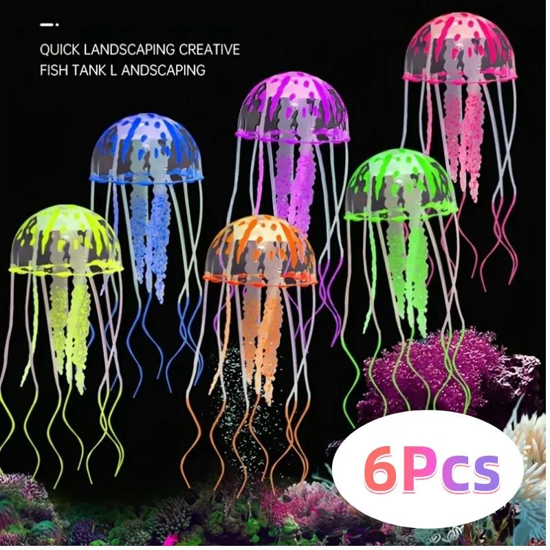 Artificial Swim Glow Jellyfish for Fish Tank - Luminous Aquarium Underwater Decoration