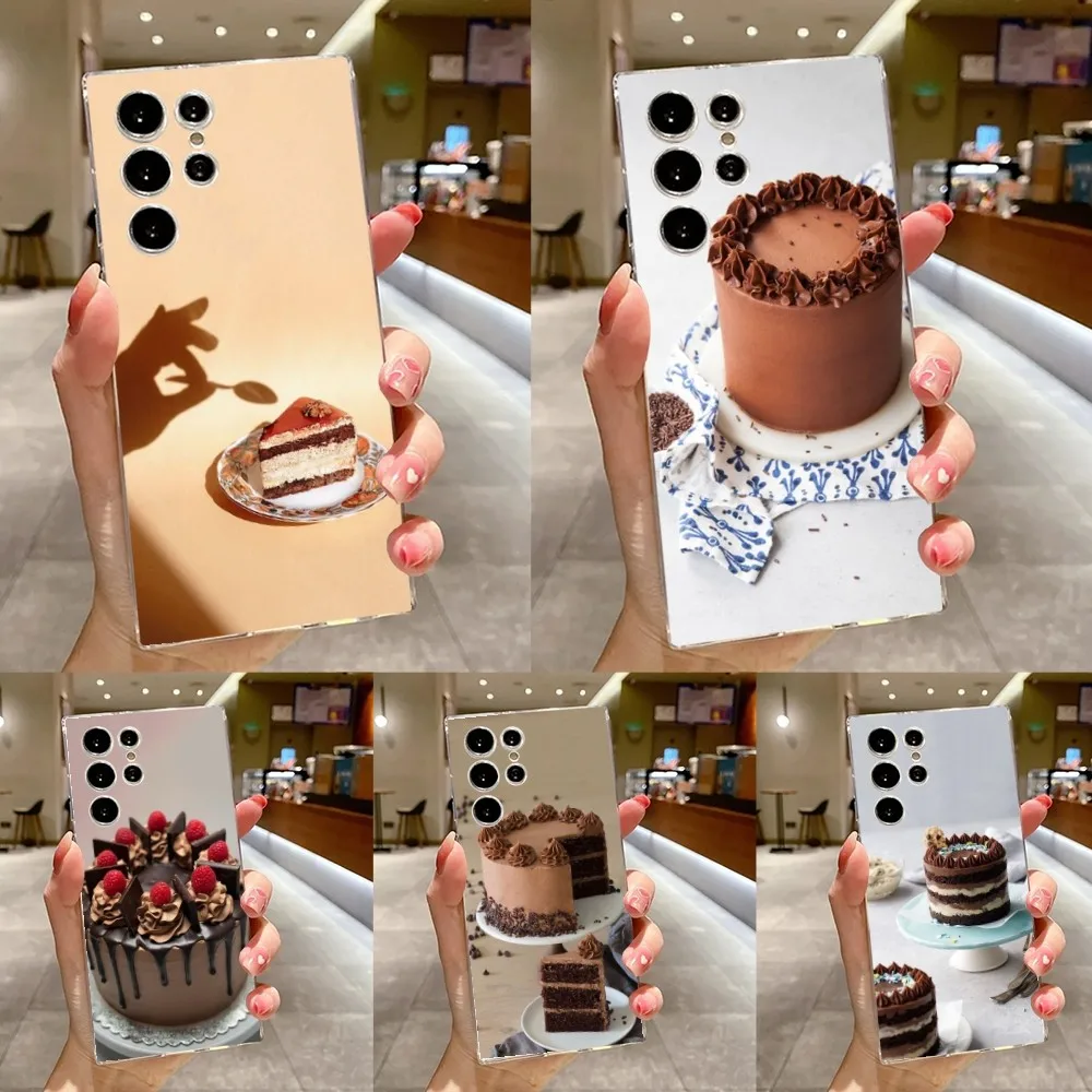 

Chocolate Cake Phone Case For Samsung Galaxy A71,70,52,51,40,31,A50,30S,21S,Note20ultra Transparent Cover