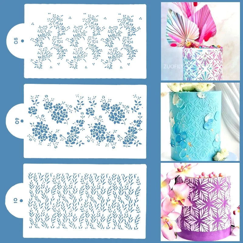 Cake Stencil Leaf Shape Pattern Wedding Cake Decorating Lace Fondant Cake Boder Stencils Template DIY Drawing Mold Pastry Tools