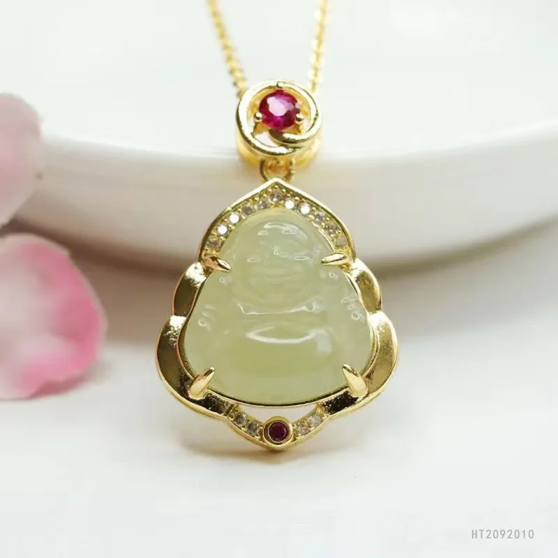 

Natural Hetian Jade Maitreya Buddha Pendant Spiritual Gift HT2092010