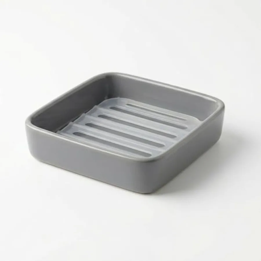 

Square Soap Case Ceramic Soap Tray Fit Dr. Squatch Natural Bar Durable Soap Holder for Shower Home Bathroom Soap Dishes Daily U