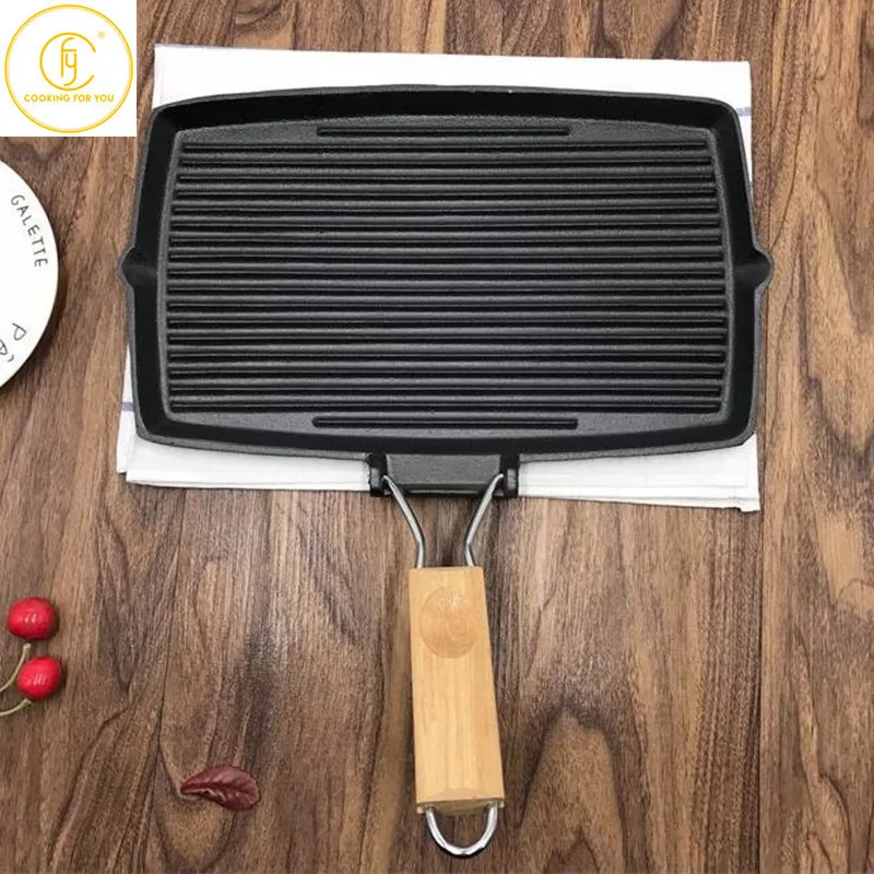 

Household Kitchen Multifunctional Not Sticky Rectangle Barbecue Dish Outdoor Kebab Steak BBQ Tools Can Induction Cooker Bakeware