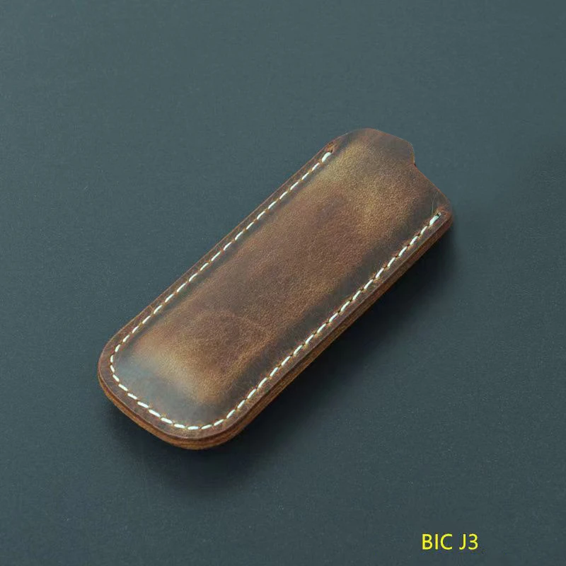 Fashion Handmade Multi style Explosion-Proof Gas Lighter Protect Leather holster For Bic J3 Reusable Case Smoking Gadgets