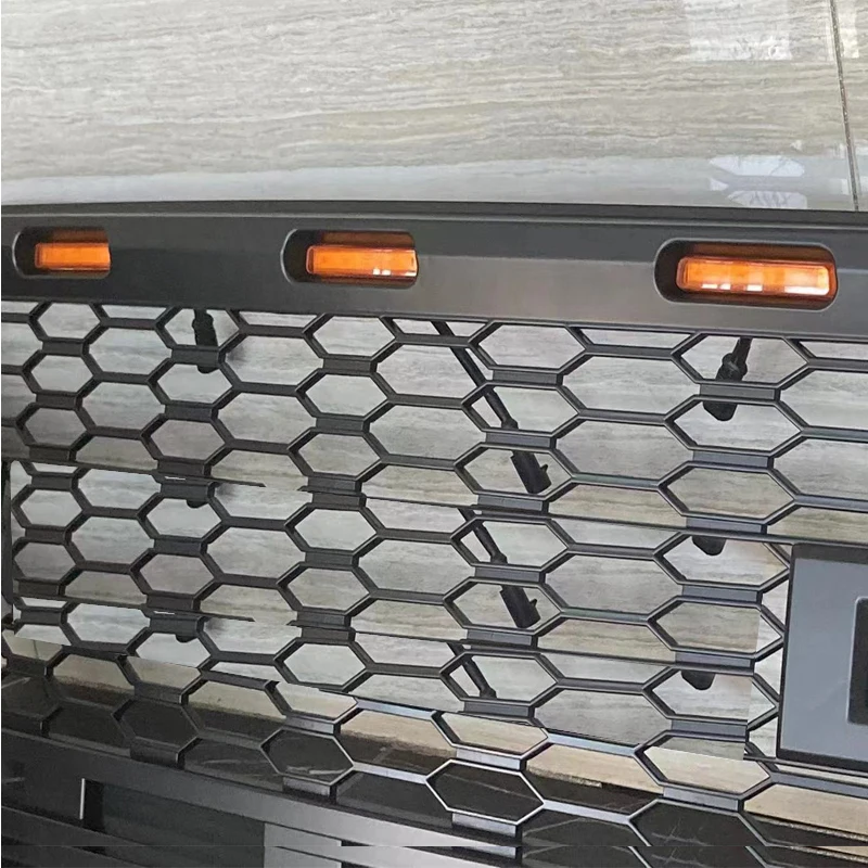 2021 F150 ABS Matte Black Raptor Style Front Grille Bumper Racing Grills Wiht Amber LED Light Fit For Ford F150 2021 Auto Part