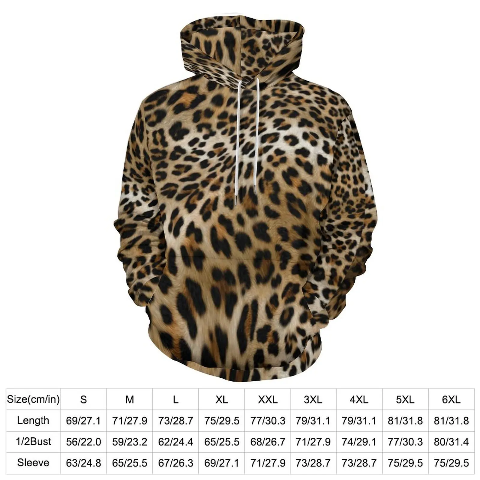 Animal Skin Print Hoodies Leopard Pattern Korean Fashion Casual Hoodie Long Sleeve Retro Pattern Sweatshirts Big Size