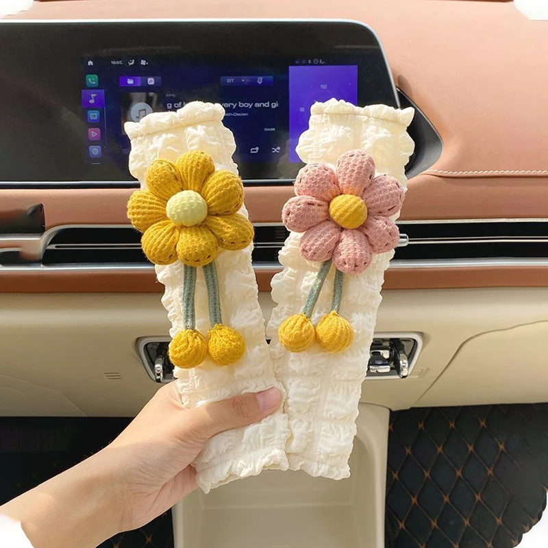 

Car Interior Accessories: Cute Floral Seat Belt Cover Protector, Universal Soft Polyester Pad for Women & Kids Comfort