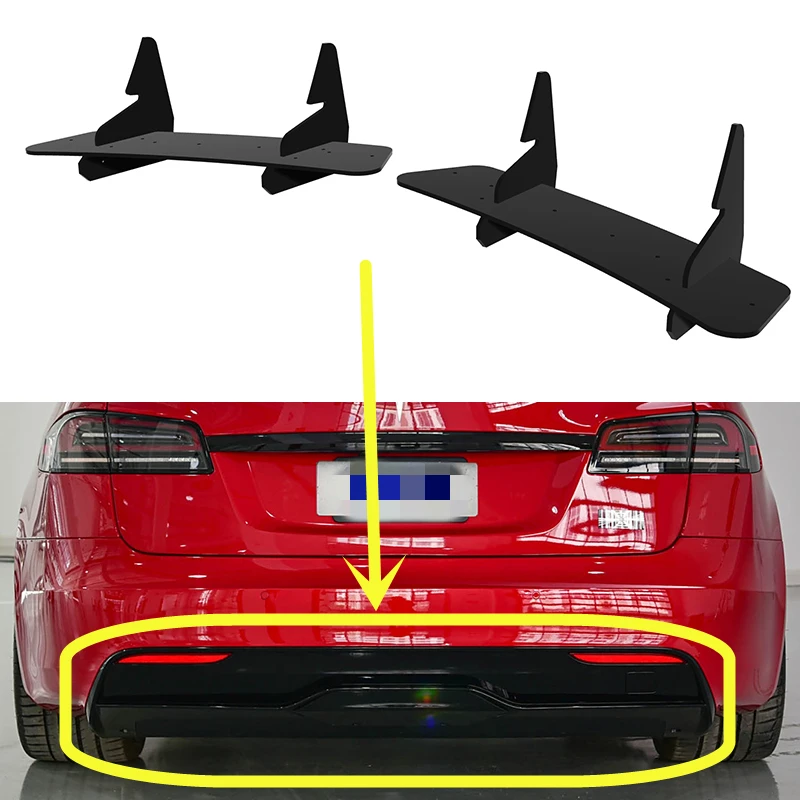 Use For Tesla Model S 2021--2023 Year Rear Diffuser Bumper Lips Spoiler Splitter Body Kit Accessories PE Plastic Black