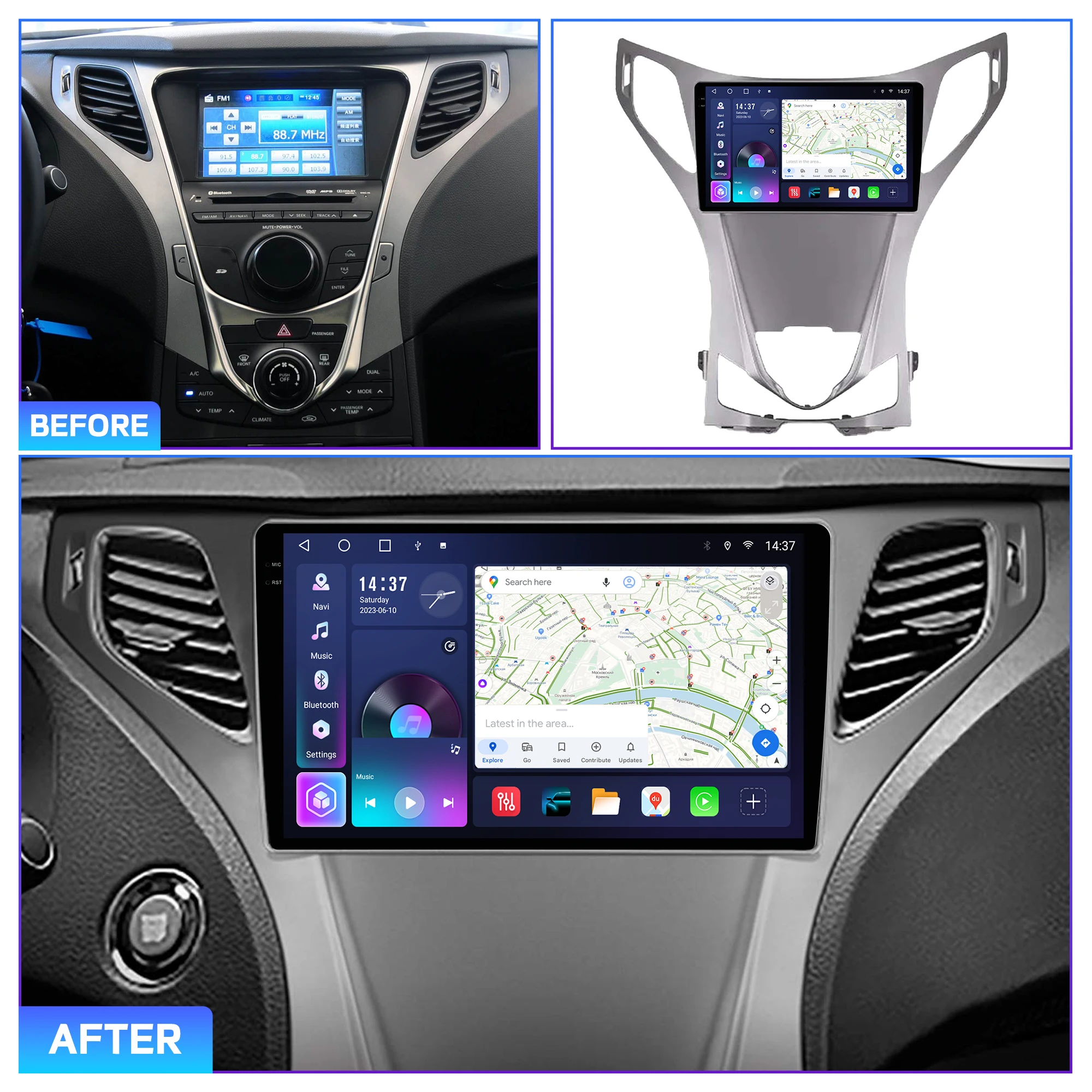Penhui Android Car DVD Player 2 Din for Hyundai Azera 2 2011 - 2014 Multimedia Screen with DSP, Bluetooth, Audio & CarPlay